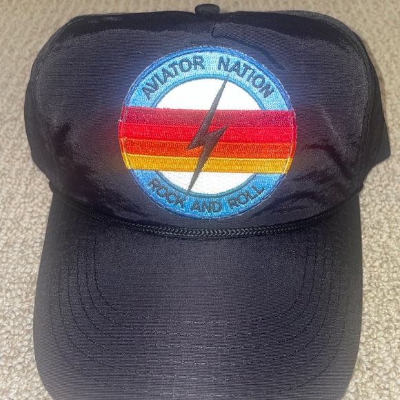 Aviator Nation Black Nylon Hat Rock and Roll Thunder Bolt Patch - Picture 2 of 6